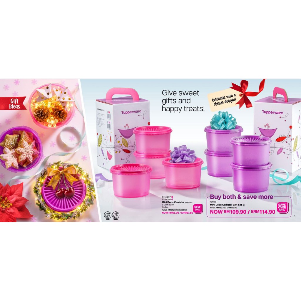 (New) Tupperware mini deco canister set 600ml