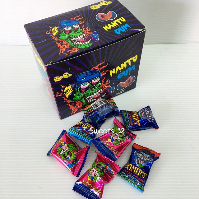 Rainbow Gum with Sour Powder Hantu Bubble Gum 50pcs | Shopee Malaysia