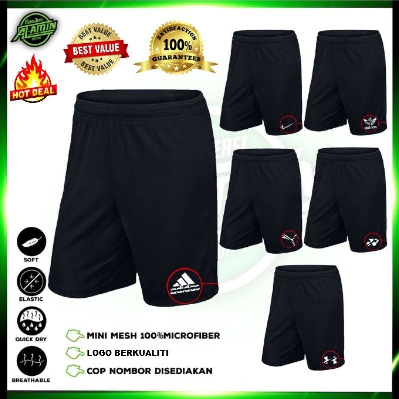 Seluar Pendek (Hitam) Microfiber S-7XL, N|ke Adid@s Duo Lakoh ShortPants Bertali. Selesa Bersukan