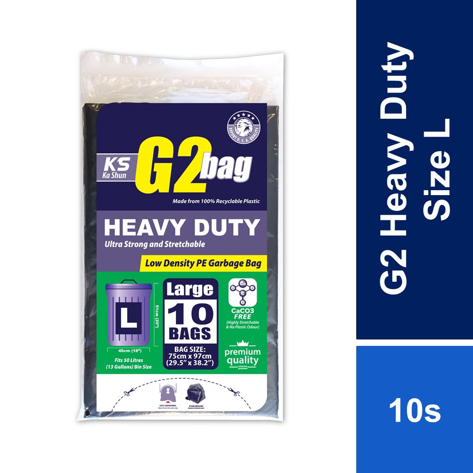 G2-bag Heavy Duty Garbage Bags L x 10s