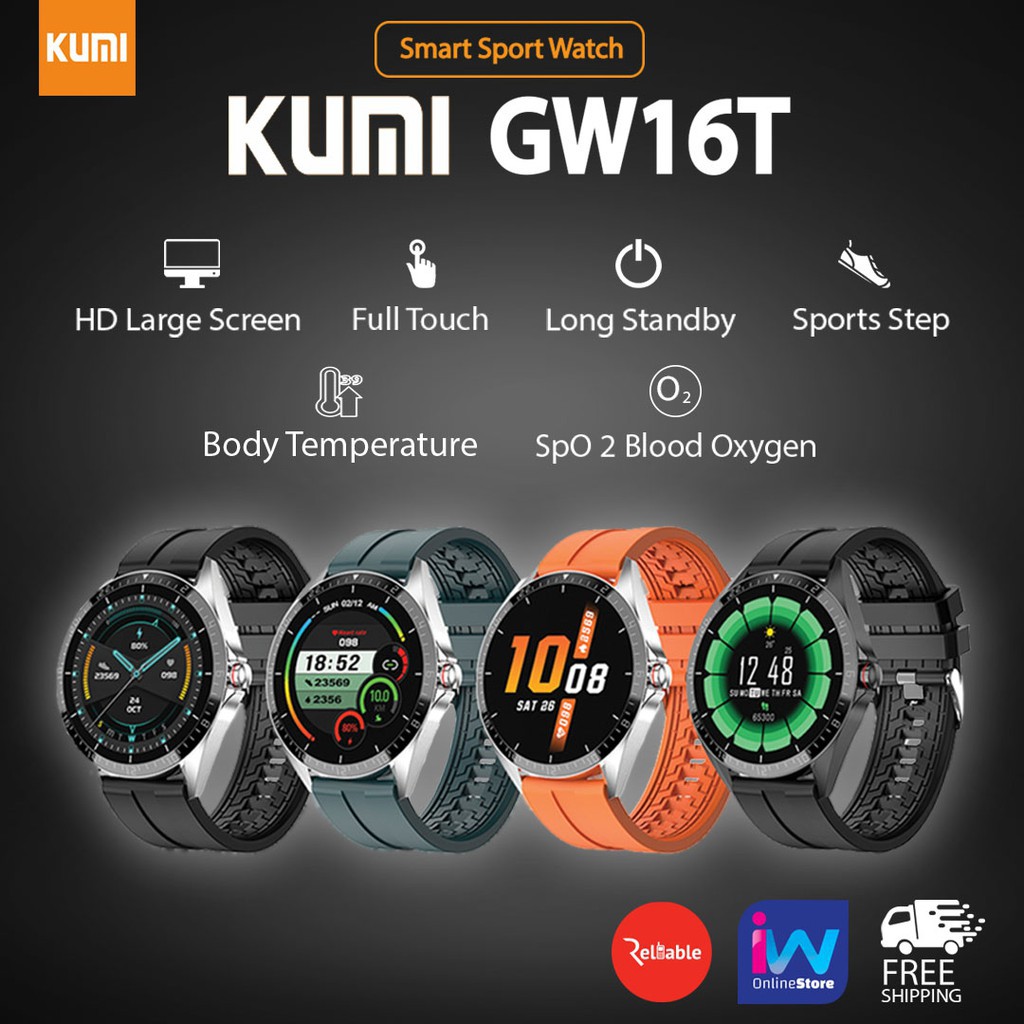 watch Jam tangan ☼KUMI GW16T Smart Sport Watch❋ | Shopee Malaysia