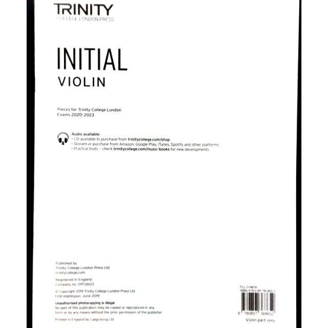 Trinity Violin Exam Pieces 2020 2023 Initial Grade Violin Part