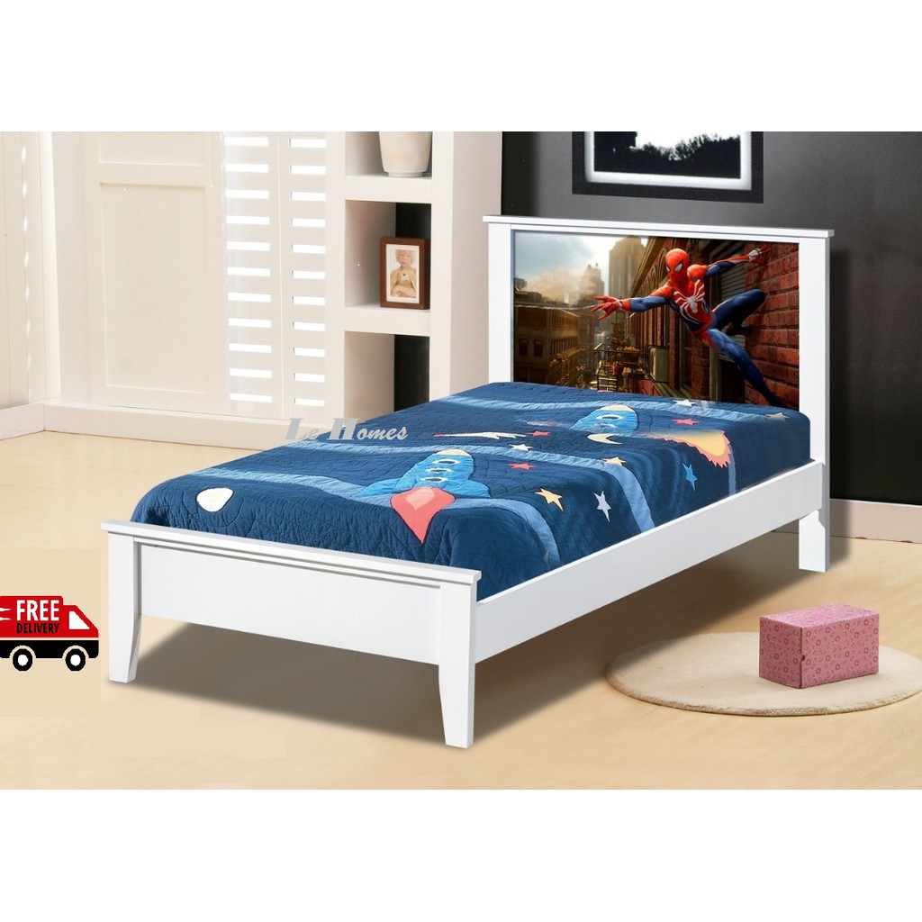 Free Delivery Wooden Single Bed Spider Man Single Bed Katil Budak Katil Children Bed Bedroom Furniture