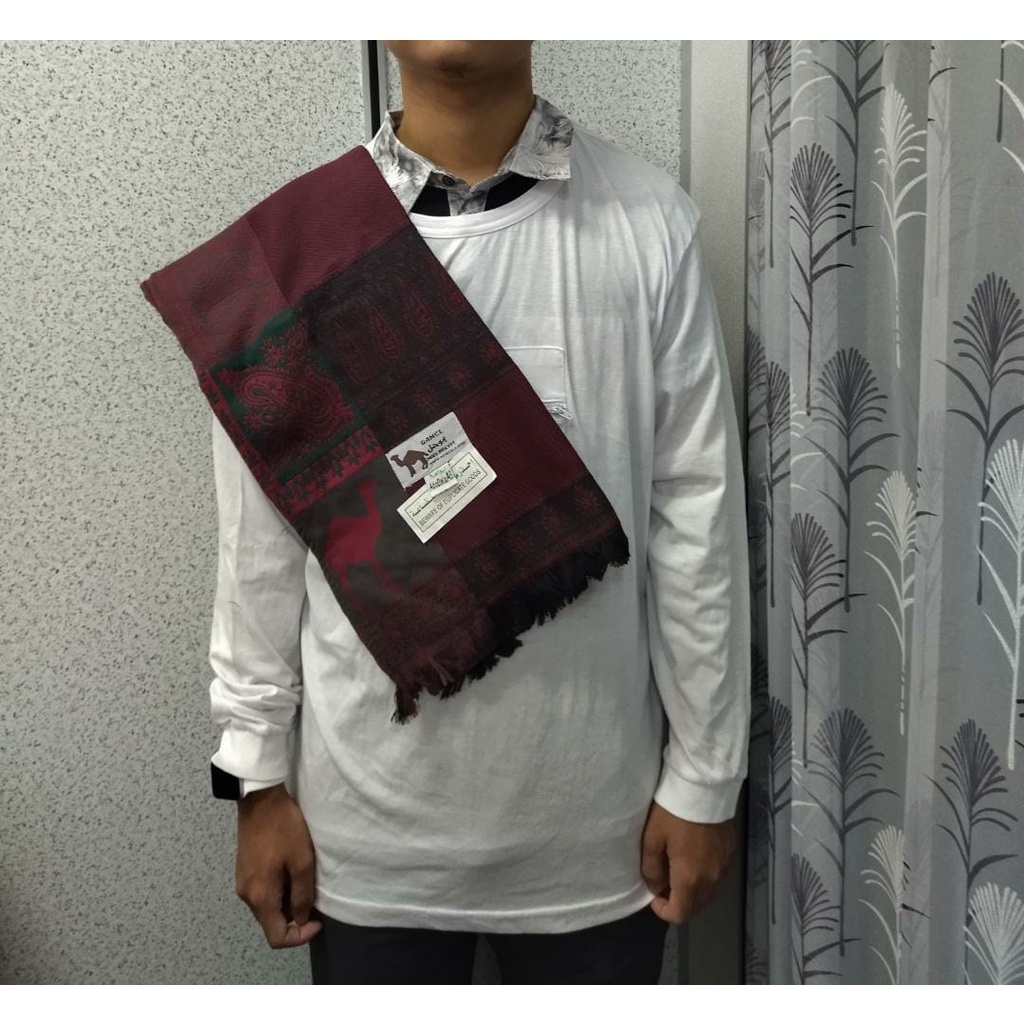 RIDAK MESIR CL08 MAROON - RIDA EGYPT CAMEL CAP UNTA SHAWL SELENDANG SUNNAH MAROON SCARVES HIGH QUALITY READY STOCK