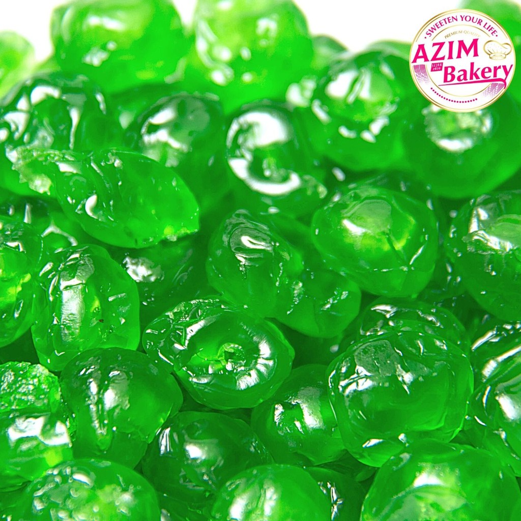 Green Glace Cherry 100g | 250g | 500g | Ceri Hijau (Halal) by Azim Bakery