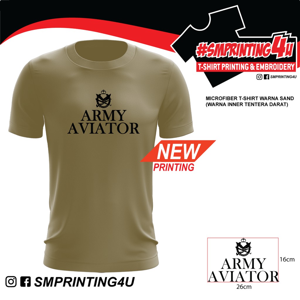 SM 054 Army Style T-Shirt Design PUTD Aviator Material Microfiber Round Neck Color Sand Khaki Brown Inner Loreng