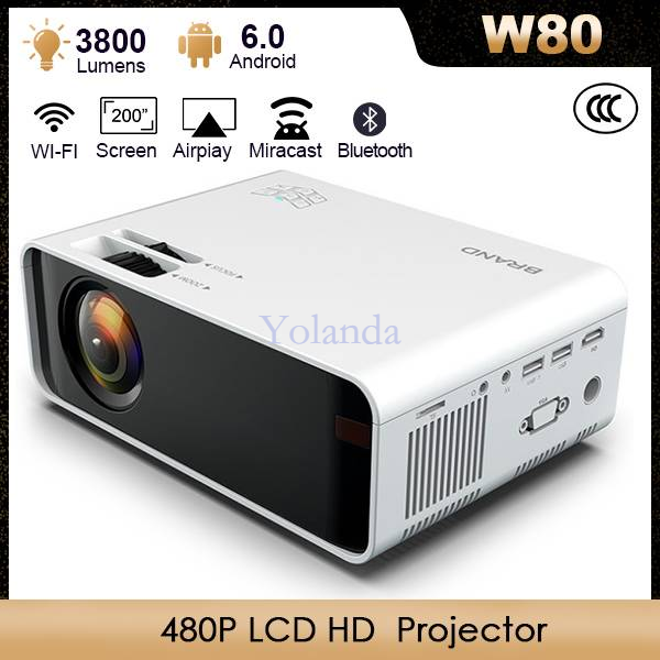 W80 Projector Support Full HD 1080P 3000 Lumens 4K WIFI Bluetooth LCD
