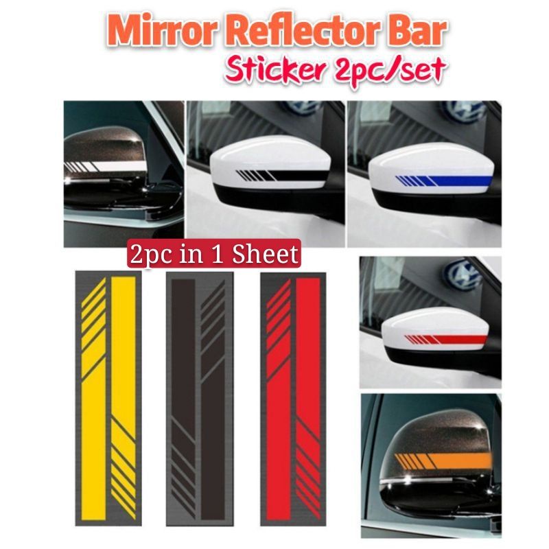 1Set Car Rear View Side Mirror Body Stripe Vinyl Sticker DIY Graphic Orange