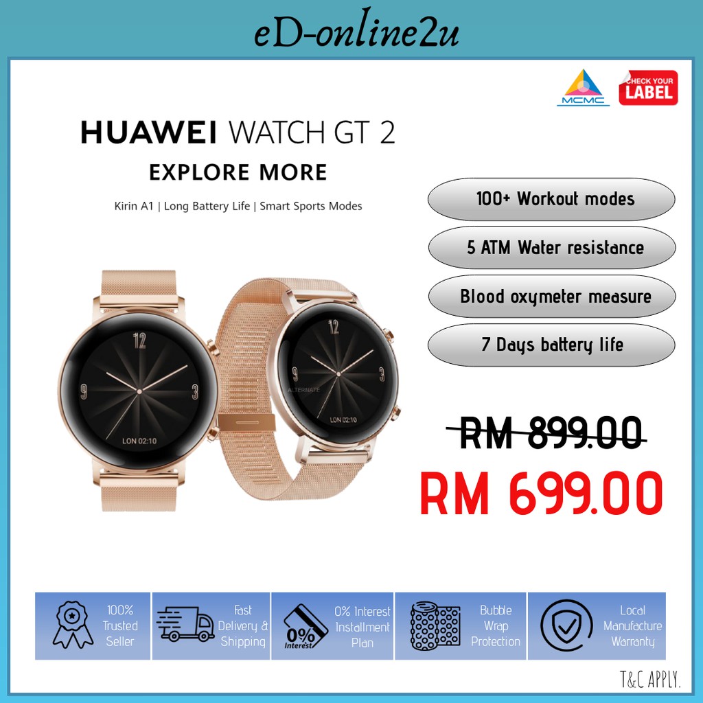 huawei watch gt 2 42mm rose