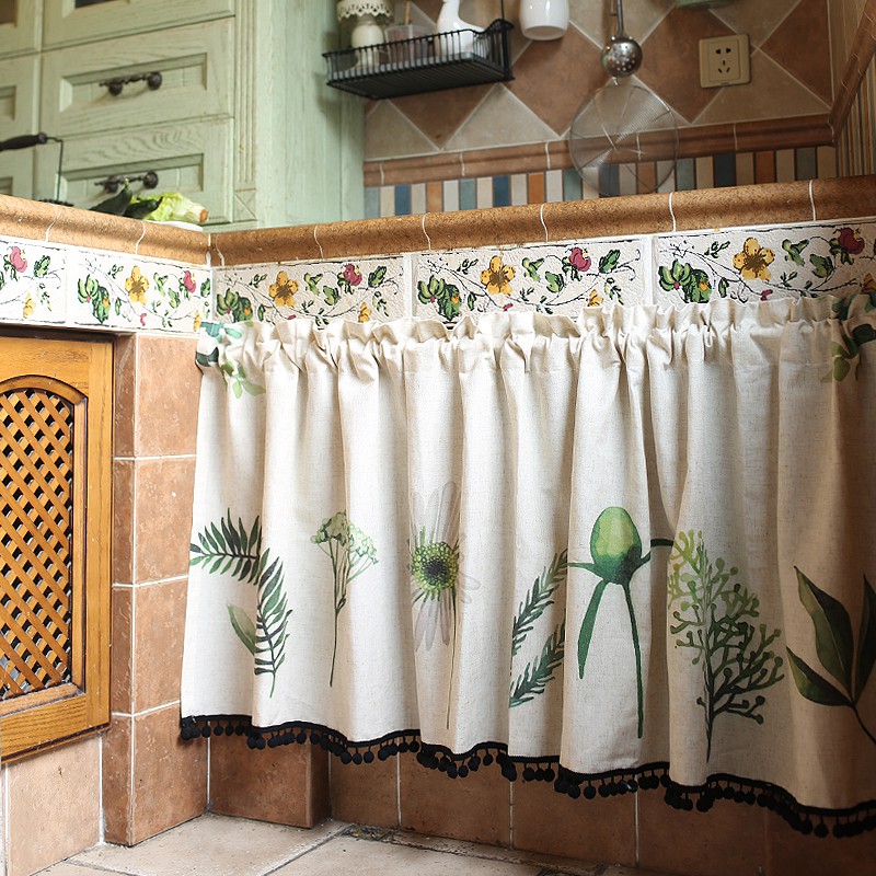 American Country European Curtains Kitchen Curtains Half Cabinet