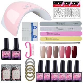 Coscelia 6 Colors Semi Permanent Gel Polish Ongle Vernis Kit 36w Led Lamp Nail Art Kit