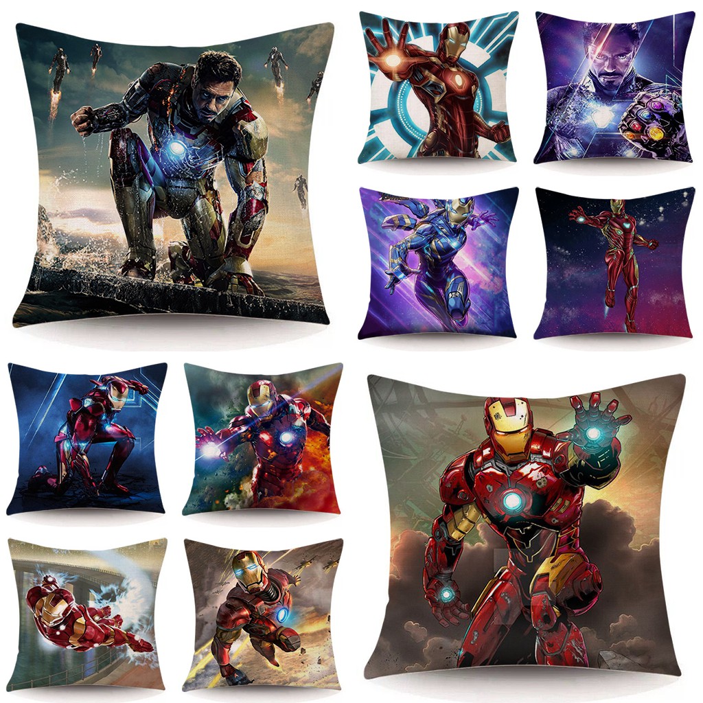 Fashion Home Decoration Avengers Iron Man Pattern Linen Pillowcase