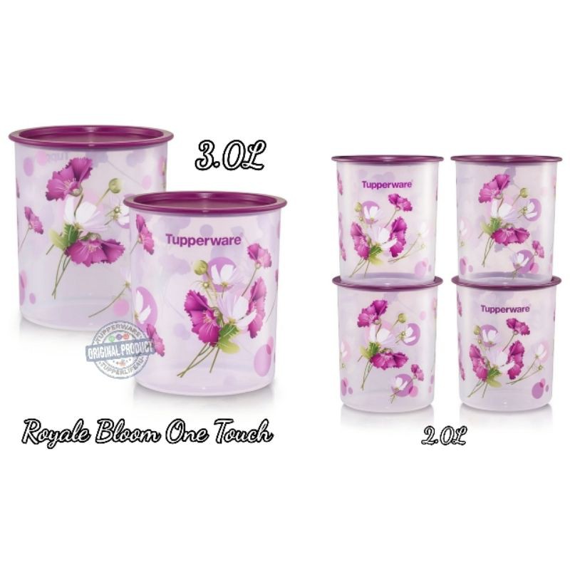💥Ready Stock- 4/21 cat💥Tupperware Royale bloom one Touch 2L/3L
