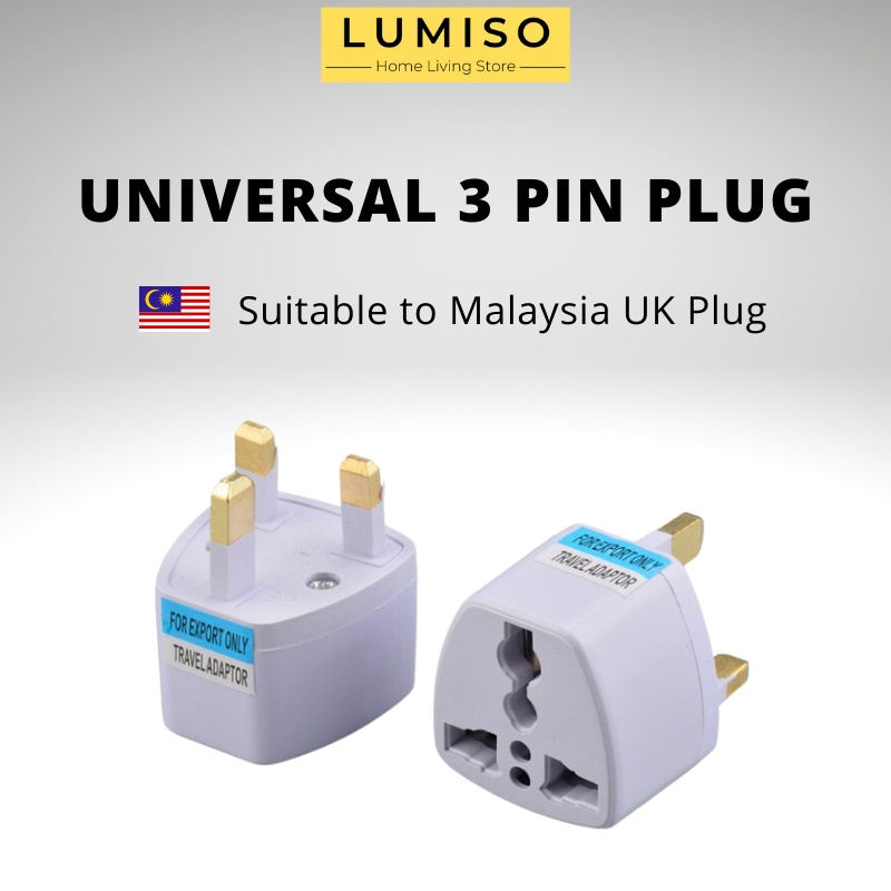 LUMISO Universal Adapter 3 Pin Plug Socket Travel Adapter Universal