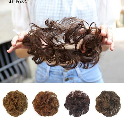 Women S Messy Wavy Hair Bun Extension Elastic Hair Tie Hairpiece