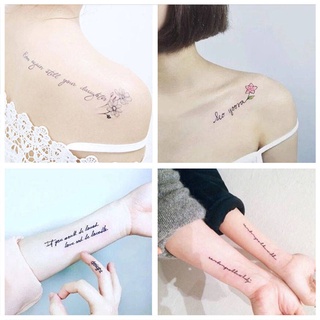 Tattoo stickers Waterproof female lasting personality English letters on the other side of flowers simulation cute small
