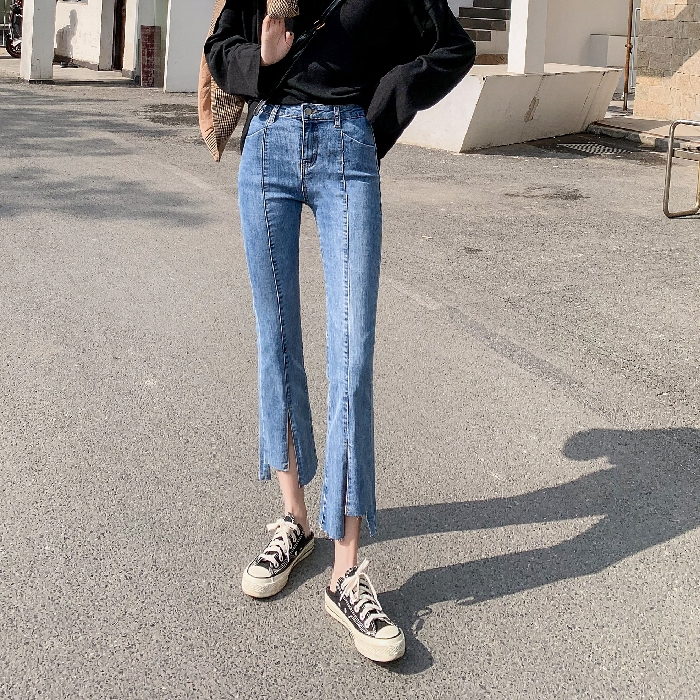 flared pants sneakers