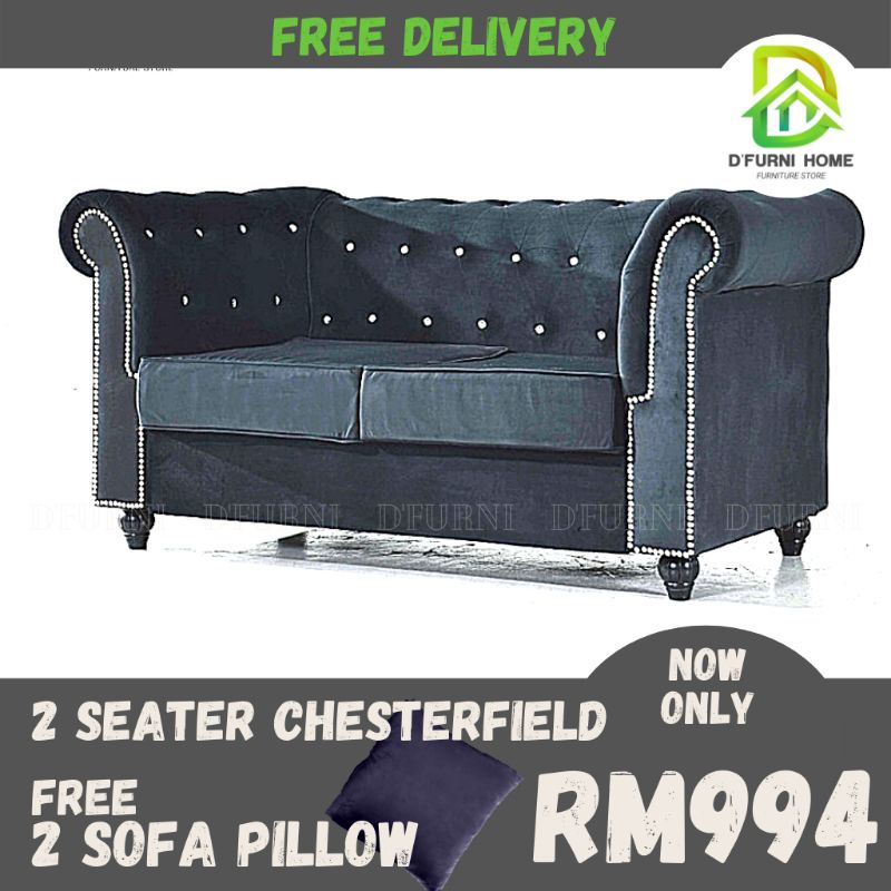D Furni Classic Chesterfield Sofa Velvet Sofa Sofa Set 3seater 2seater 1seater Direct Factory Shopee Malaysia