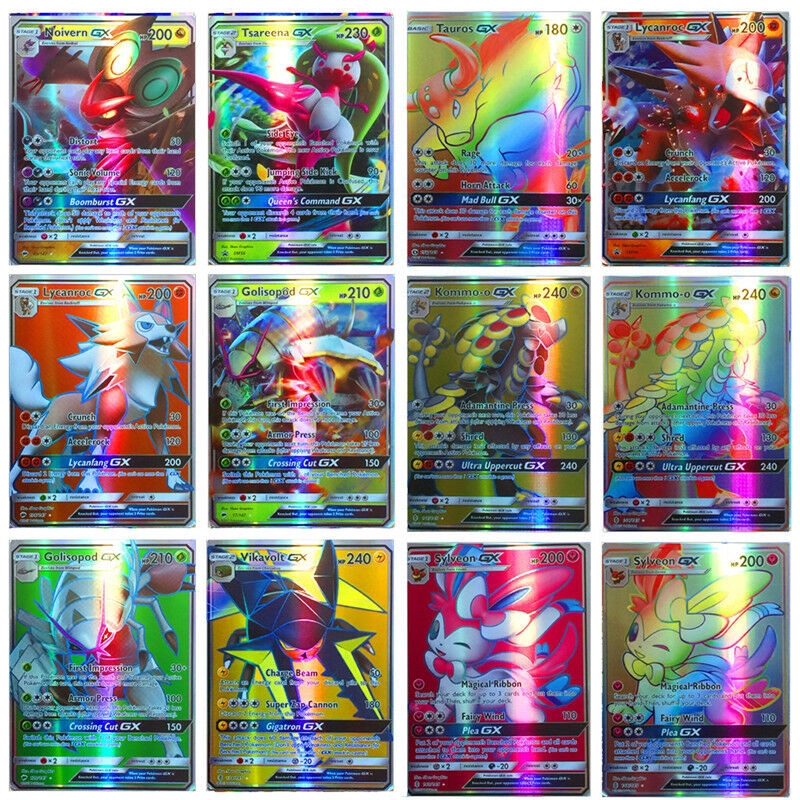 Hot 120Pcs Pokemon Cards 115 GX 5 MEGA Holo Trading Flash Card Bundle Mixed 