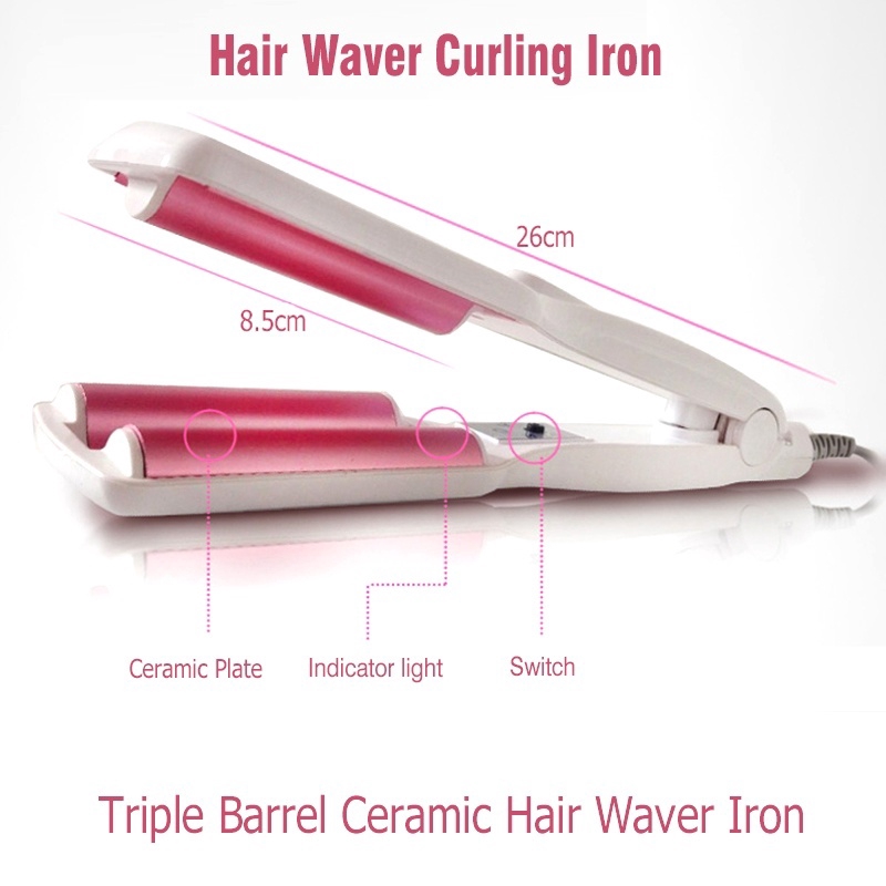 Triple Barrel Curling Iron Ceramic Hair Curler 3 Barrels Wave Hair