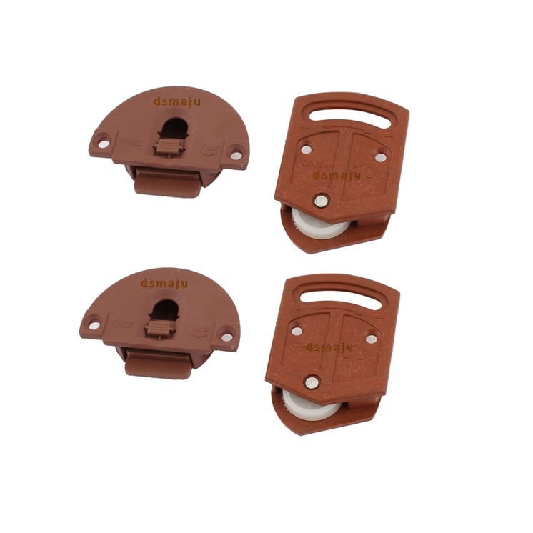 [ FREE SCREW ] 4pcs Door Sliding Roller Set Brown Wardrobe