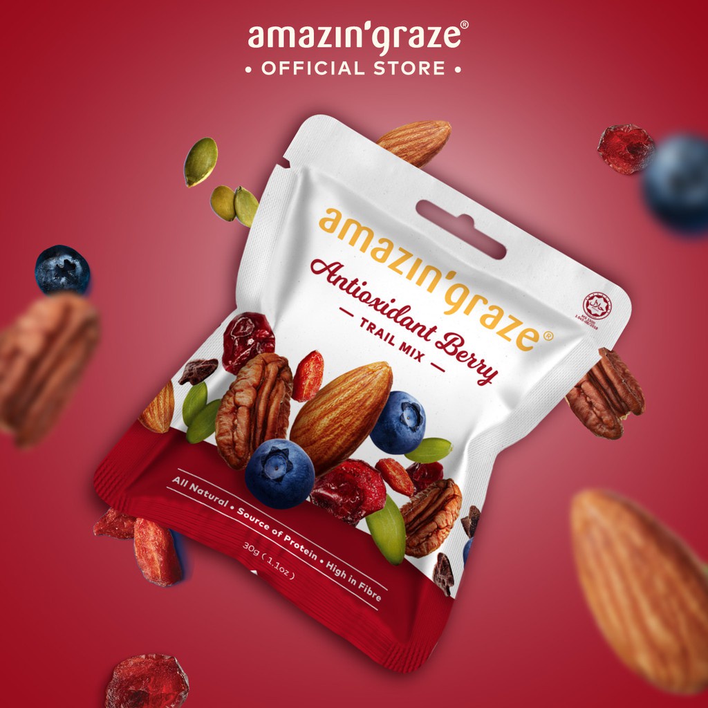 Amazin' Graze Mini Healthy Antioxidant Berry Trail Mix 30g NO SALT