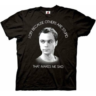 Adult Black The Theory Sheldon I Cry Because Others Are Stupid Men's Summer T Shirt Print Short Sleeve 100% Cotton