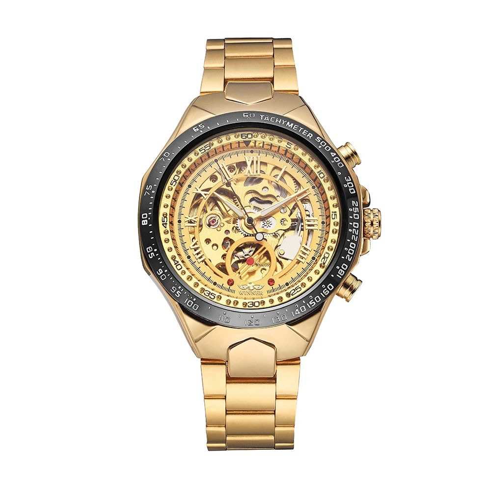 WINNER Highquality Skeleton Semi Automatic Men Mechanical Watch Big