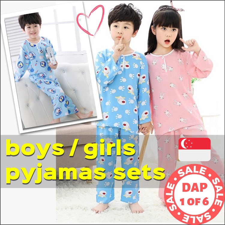 Kids Pyjamas ★ 100% Silk Cotton ★ SG Seller ★ Super Soft and Cooling ★ Children Sleep Wear ★ Series DAP 1 of 6