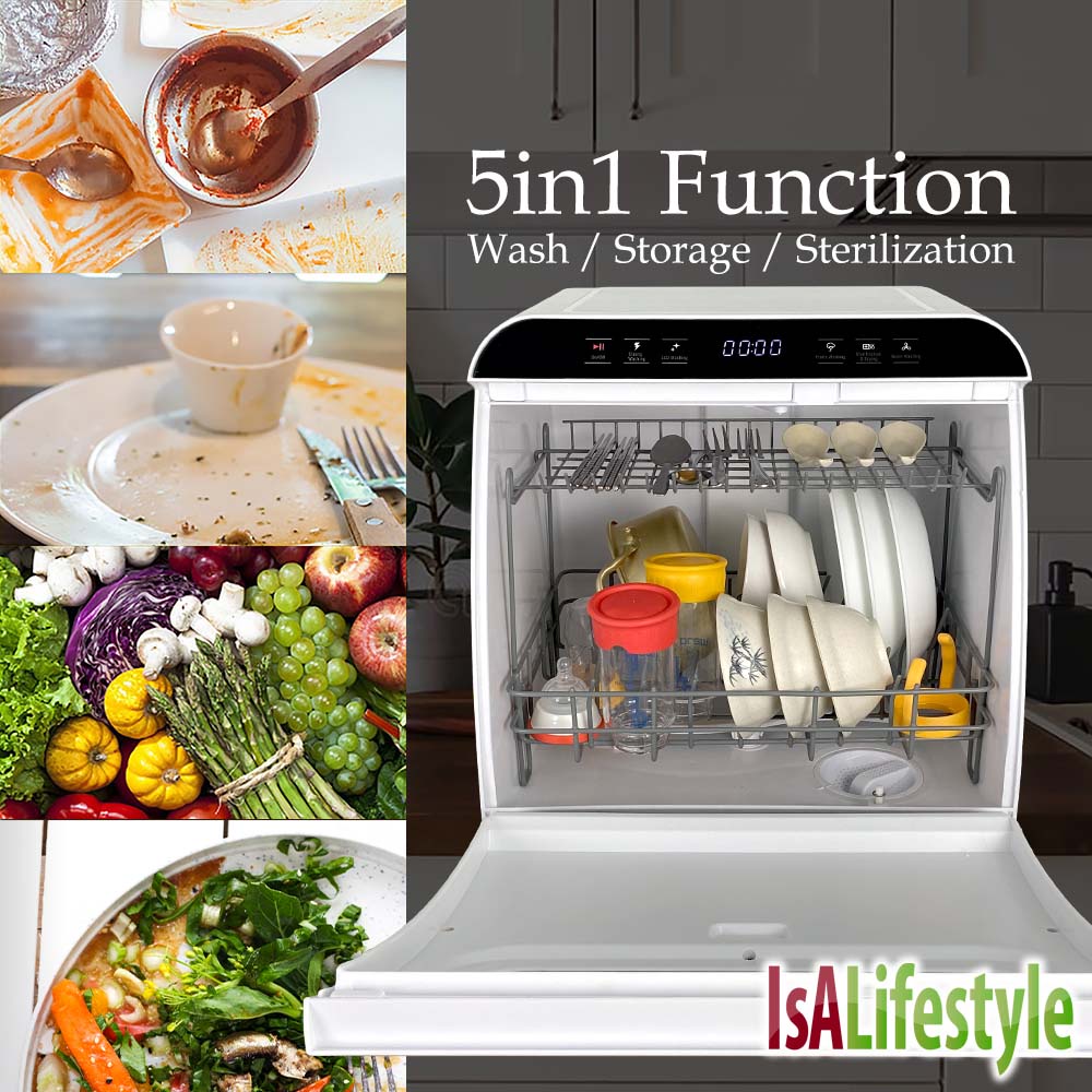 IsALifestyle Counter Top Dish Washer Machine with Fruit Washing Function FREE Dishwasher Tablet  洗碗机