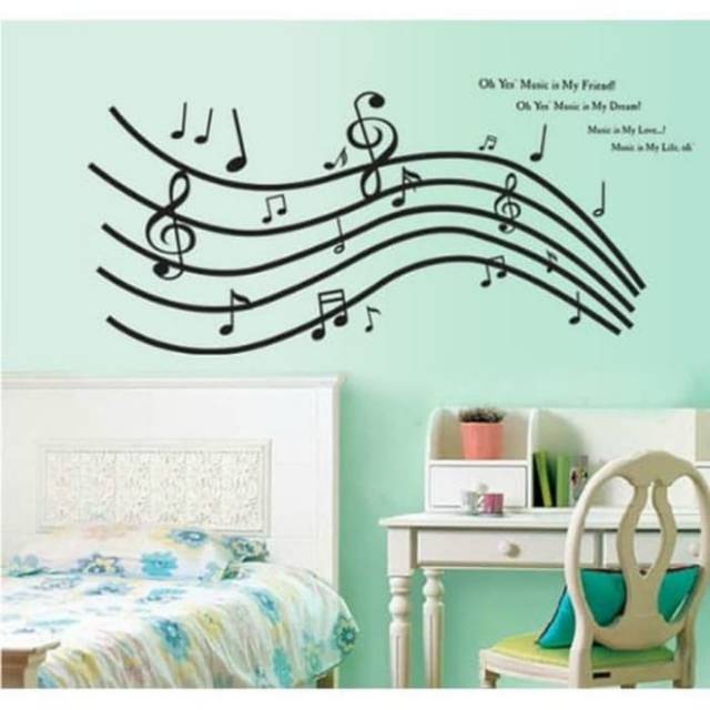 Wallstiker Wallsticker Wall Sticker Wall Stickers Music Note Music Wallpaper  Home Room Decoration | Shopee Malaysia