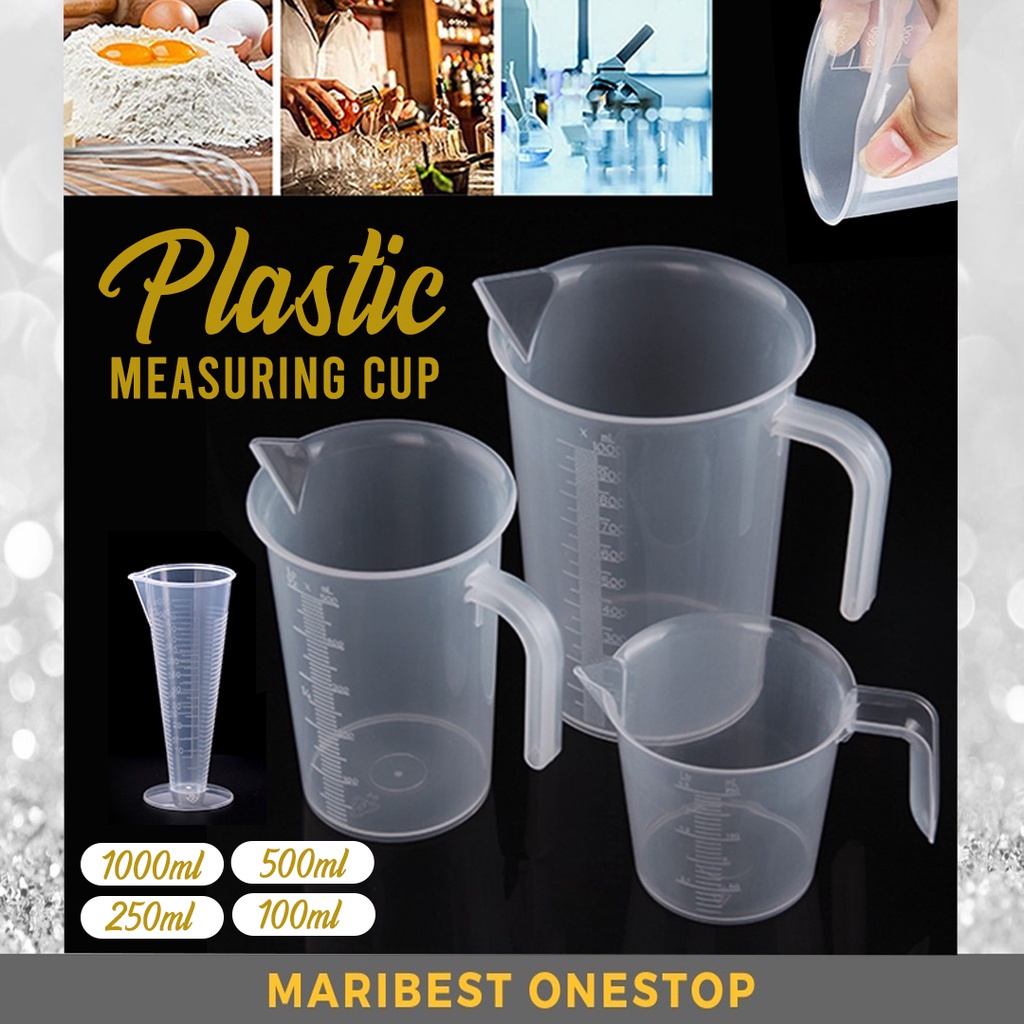 1000ml / 500ml / 250ml / 100ml Plastic Measuring Cup Volume Capacity Cup for Baking Beaker Liquid Jug Cawan Sukat Air  
