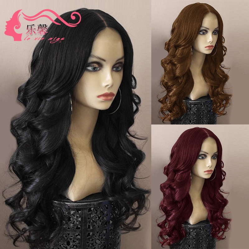 Women Long Straight Curly Wave Wig Synthetic Hair Shopee Malaysia