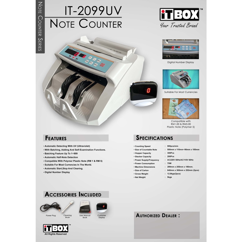 iTBOX Note Counter Machine iT-2099UV | Money Cash Counter Machine