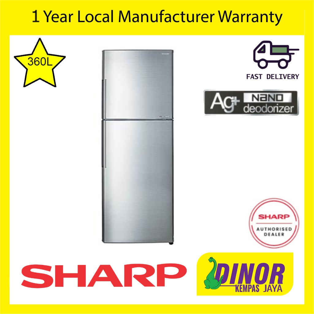 Sharp 360L 2 Doors Inverter Fridge / Refrigerator SJ366MSS / SJ-366MSS ...