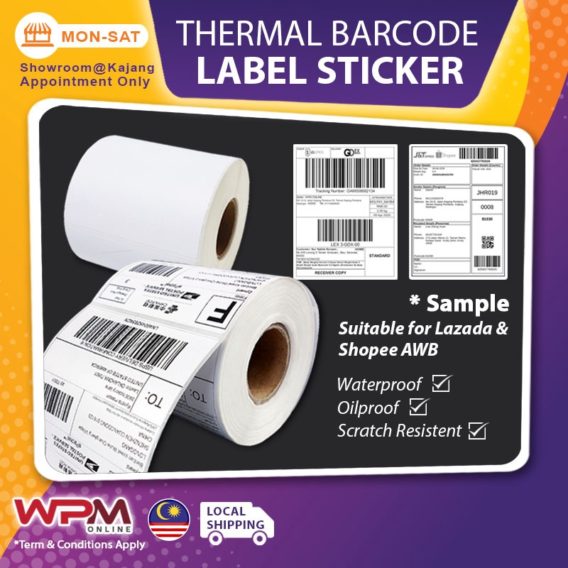 Premium A6 Thermal Label Sticker Roll Lazada Shopee Printer AWB