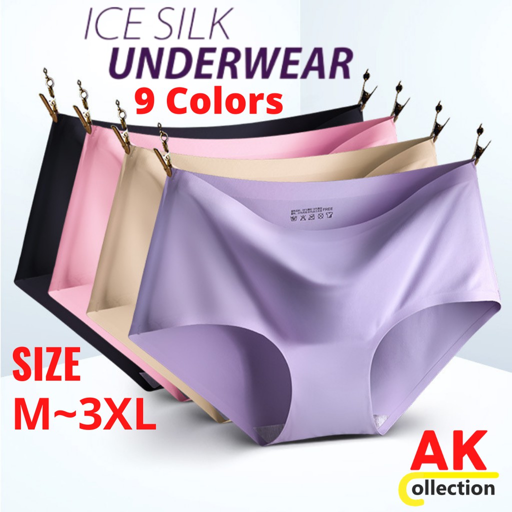 Seluar Dalam Wanita Perempuan Women Seamless Ice Silk Panties Girls
