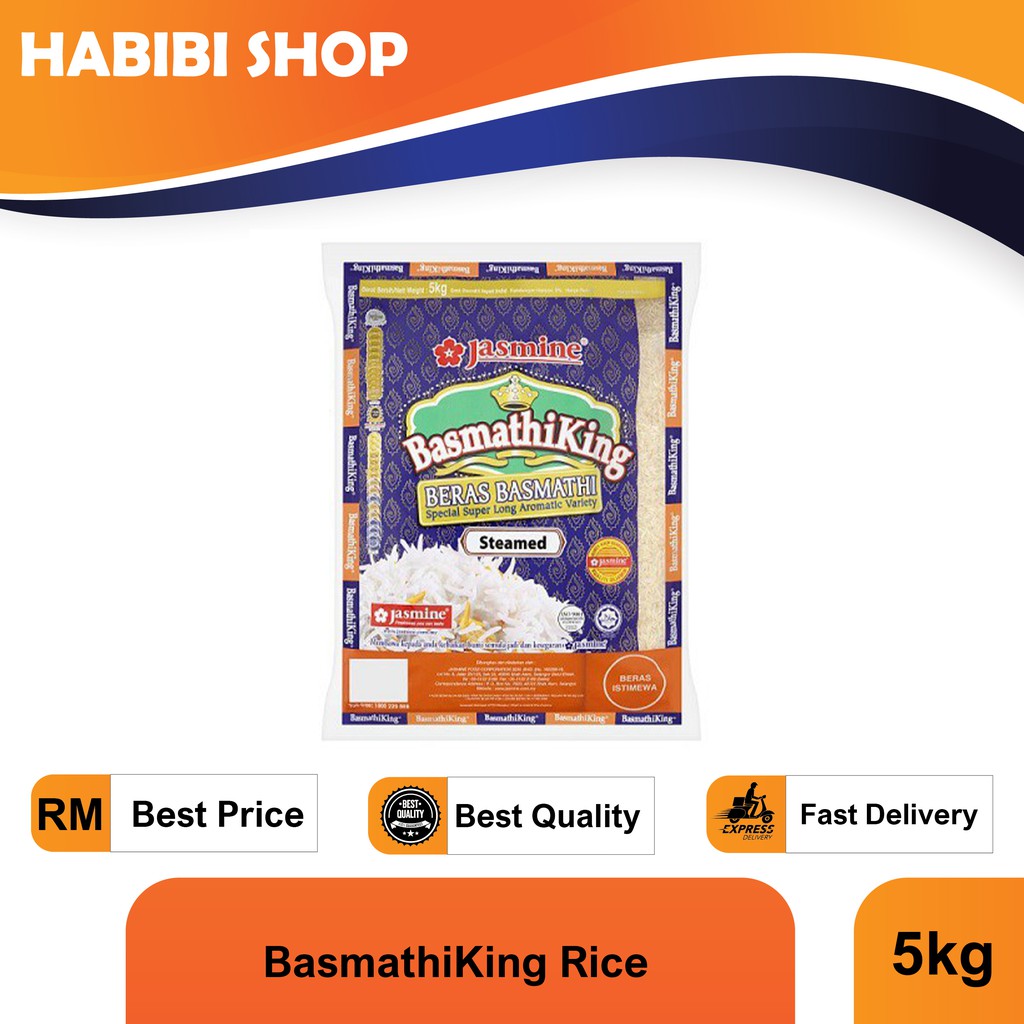 Jasmine Basmathiking Rice Beras Basmathi Steamed 5kg ارز جاسمين باسمتي ستيم 5 كيلو Rice Shopee Malaysia