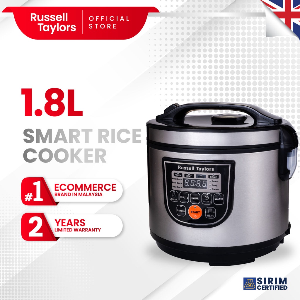 Russell Taylors Fuzzy Logic Smart Rice Cooker Steam Rack Included (1.8L