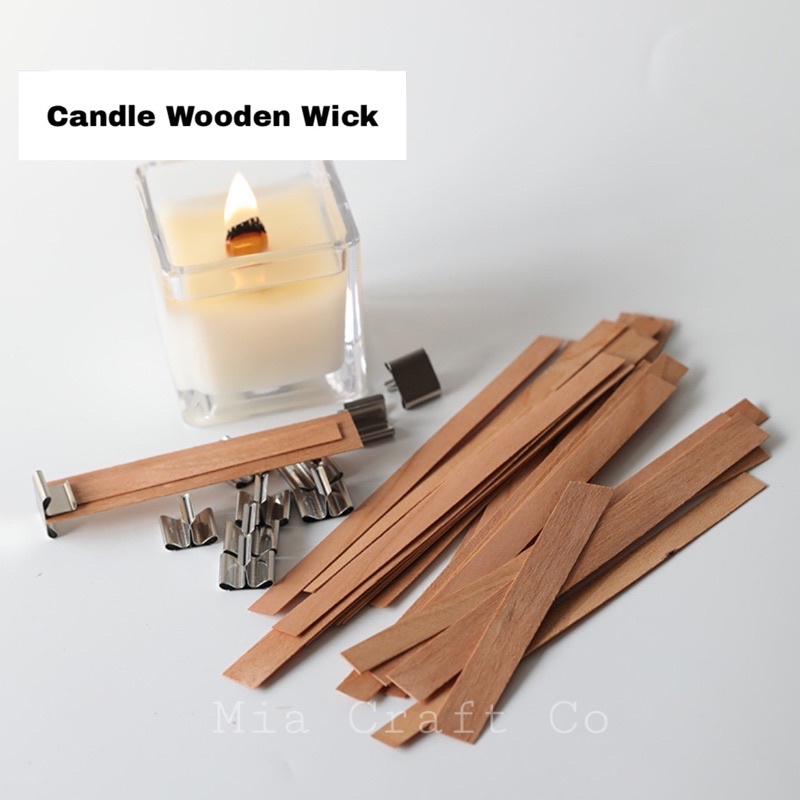 10pcs DIY Candle Wood Wick and Sustainer Tab DIY Candle Making Wax Wick