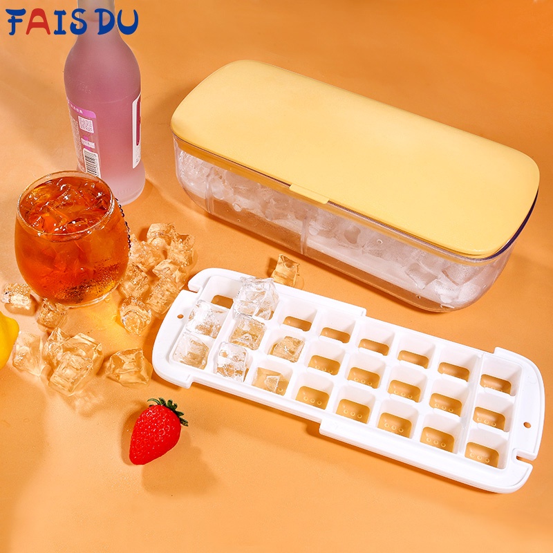  Double Glass Ice Cube Tray Reusable Silicone Ice Cube Mold Maker with Removable Lid Kitchen Accessories