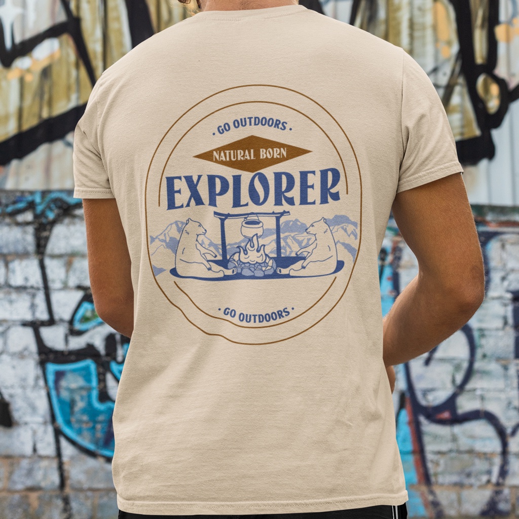 Outdoor Explorer Double-Sided Printing Unisex Half-Sleeved T-Shirt 3 Colors Sports Camping Mountaineering Hiking Fishing Wild Dew Surfing Skateboarding Trendy T Group Suit