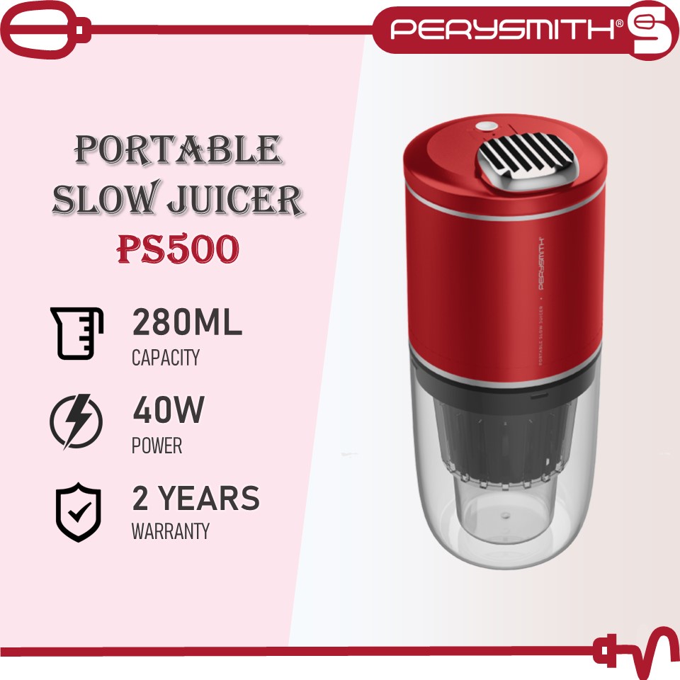 PERYSMITH Portable Slow Juicer PS500 (280ml/40w) 3000mAh Rechargeable