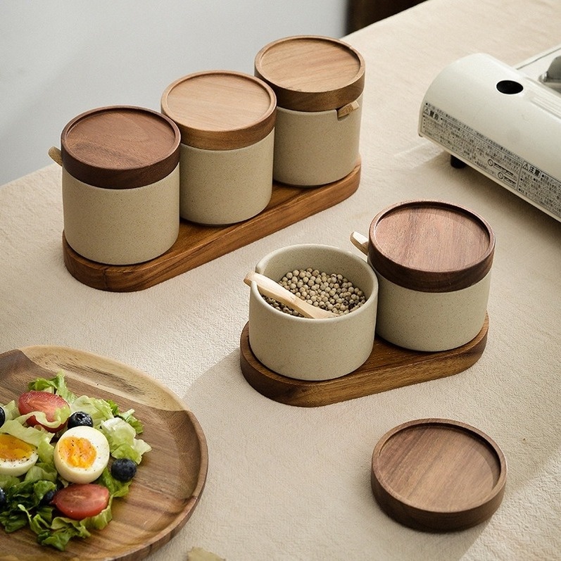 Ceramic Seasoning Box Seasoning Pot Set Household Kitchen Seasoning