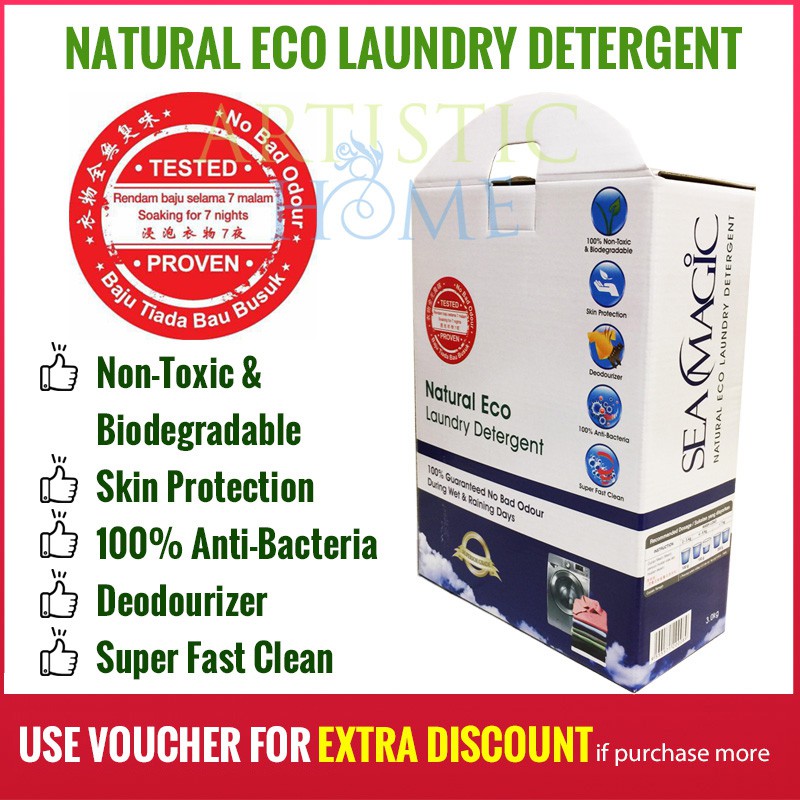 Sea Magic Natural Eco Powder Laundry Detergent 3kg Shopee Malaysia