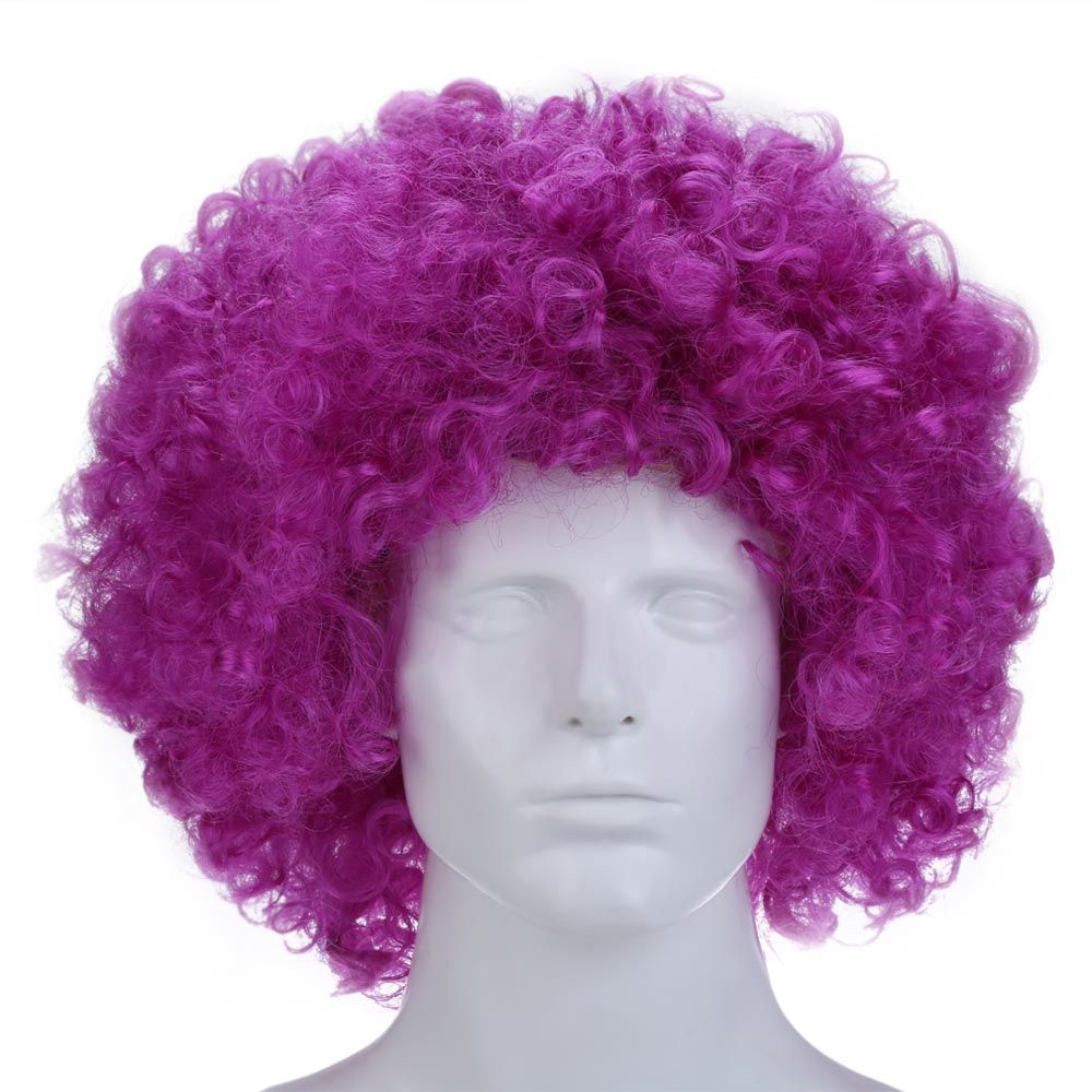 CURLY AFRO WIGS PARTY CLOWN FUNKY DISCO MEN WOMEN FANCY DRESS (PURPLE ...