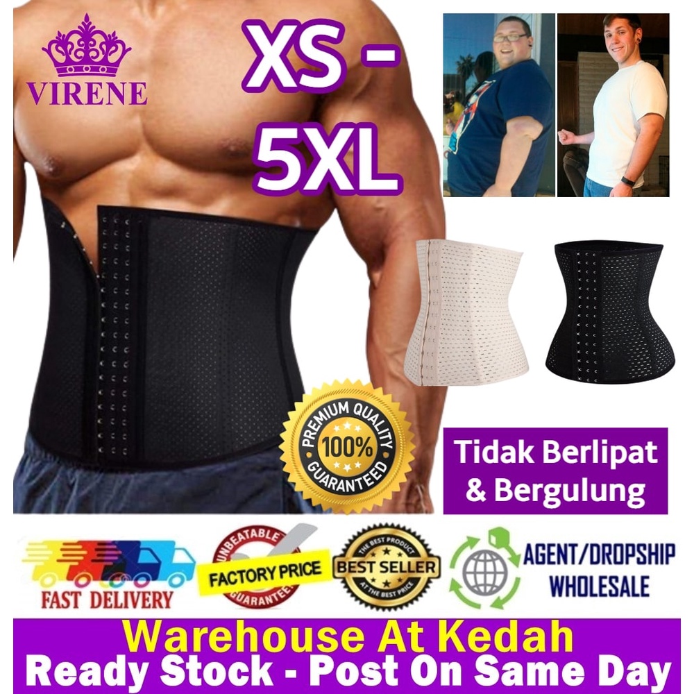 Men 4 Tulang Bengkung Slimming Girdle Body Shapewear Waist Belt Waist Control Super Slim Ready Stock 111108