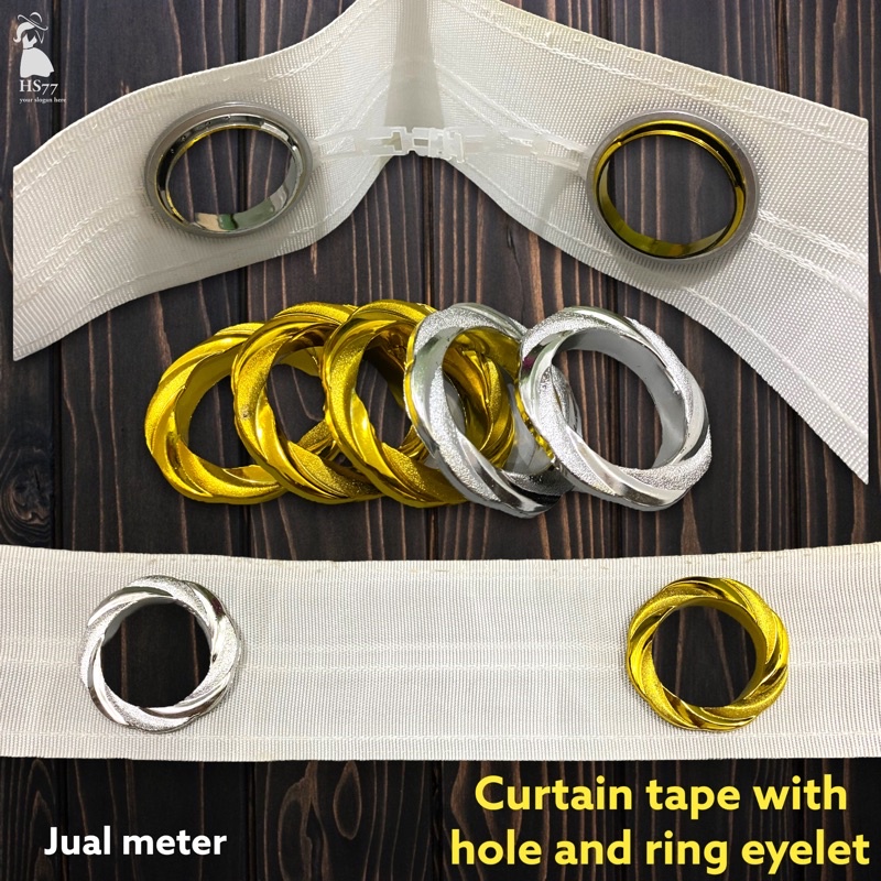 curtain tape with hole and ring/ eyelet ring tape/ curtain tape with
