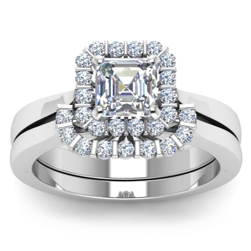 Exquisite Women 925 Sterling Silver Ring White Sapphire Diamond