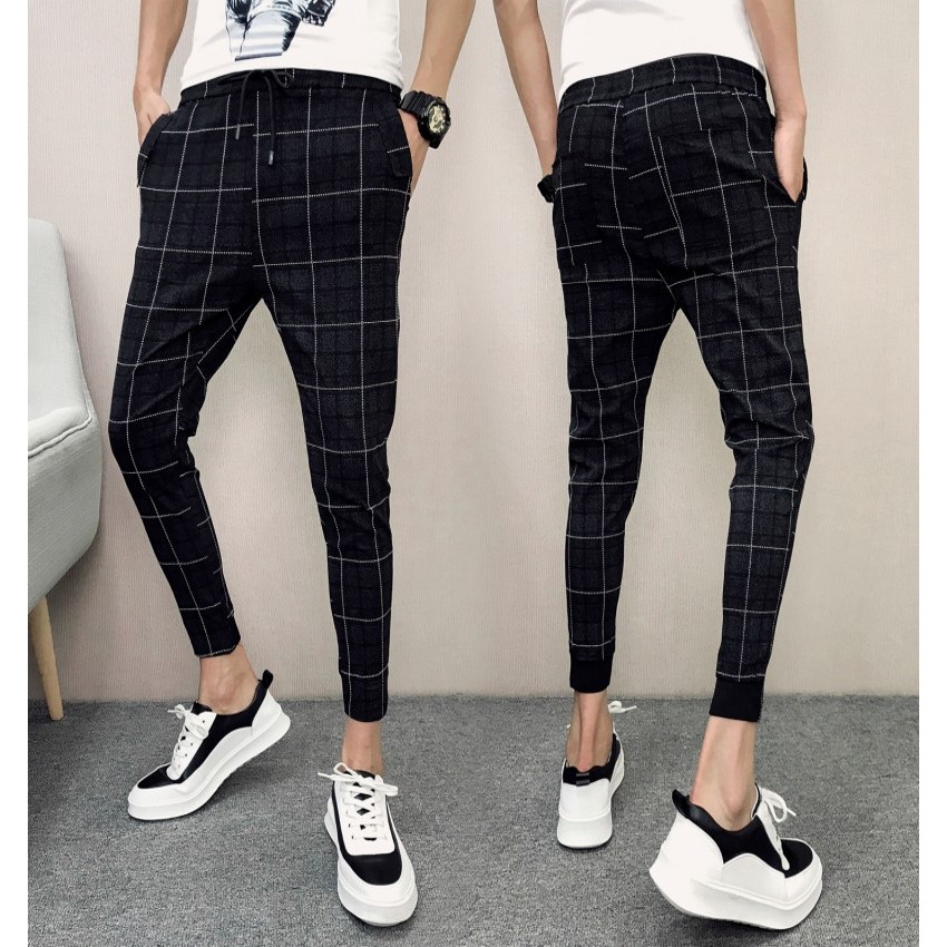 low rise plaid pants
